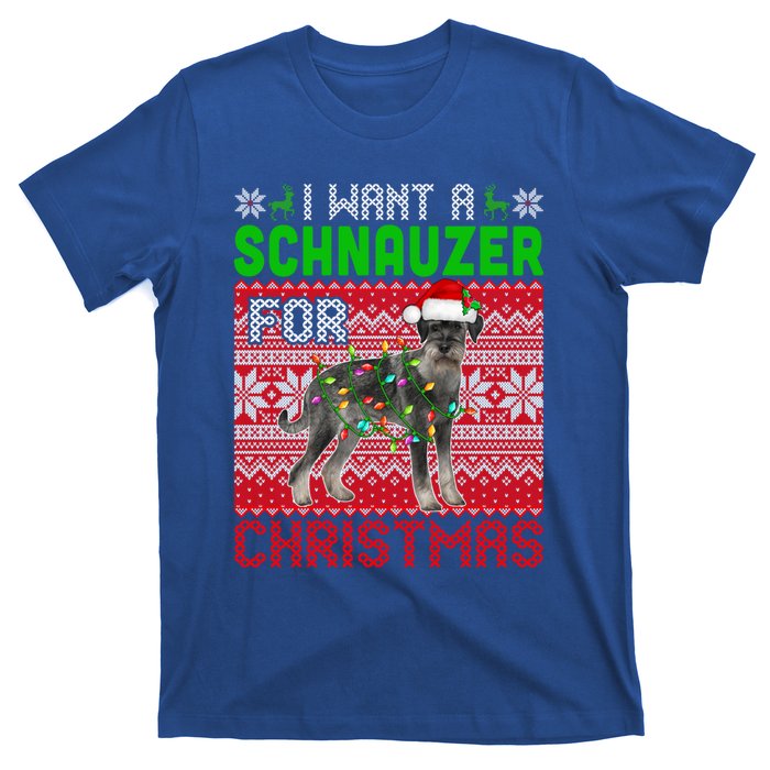 I Want A Schnauzer For Christmas Santa Dog Lover Owner Meaningful Gift T-Shirt