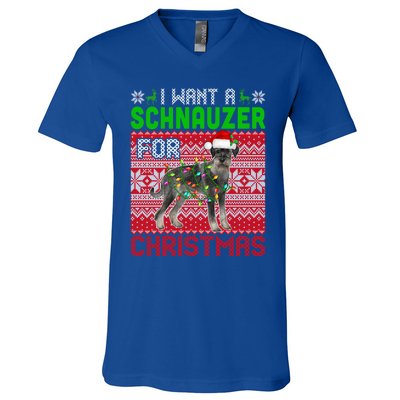 I Want A Schnauzer For Christmas Santa Dog Lover Owner Meaningful Gift V-Neck T-Shirt