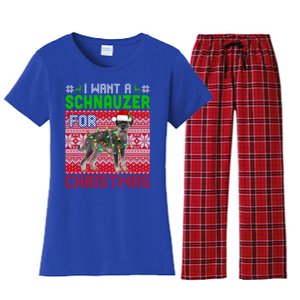 I Want A Schnauzer For Christmas Santa Dog Lover Owner Meaningful Gift Women's Flannel Pajama Set