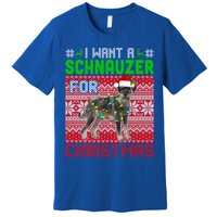 I Want A Schnauzer For Christmas Santa Dog Lover Owner Meaningful Gift Premium T-Shirt