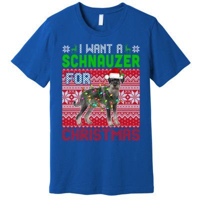 I Want A Schnauzer For Christmas Santa Dog Lover Owner Meaningful Gift Premium T-Shirt