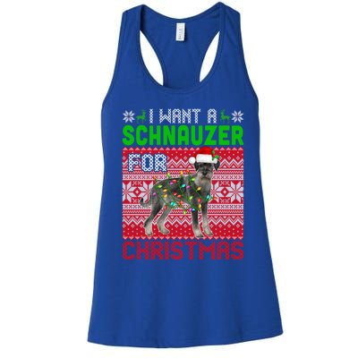 I Want A Schnauzer For Christmas Santa Dog Lover Owner Meaningful Gift Women's Racerback Tank