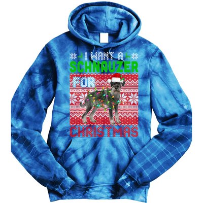 I Want A Schnauzer For Christmas Santa Dog Lover Owner Meaningful Gift Tie Dye Hoodie