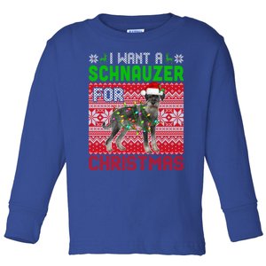 I Want A Schnauzer For Christmas Santa Dog Lover Owner Meaningful Gift Toddler Long Sleeve Shirt