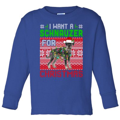 I Want A Schnauzer For Christmas Santa Dog Lover Owner Meaningful Gift Toddler Long Sleeve Shirt