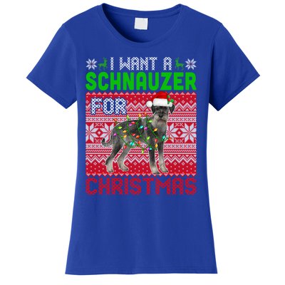 I Want A Schnauzer For Christmas Santa Dog Lover Owner Meaningful Gift Women's T-Shirt