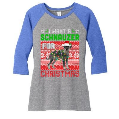 I Want A Schnauzer For Christmas Santa Dog Lover Owner Meaningful Gift Women's Tri-Blend 3/4-Sleeve Raglan Shirt