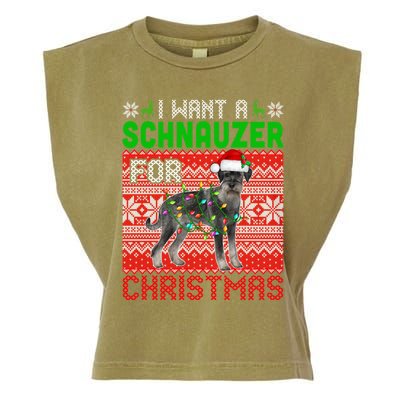 I Want A Schnauzer For Christmas Santa Dog Lover Owner Meaningful Gift Garment-Dyed Women's Muscle Tee