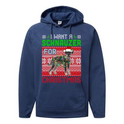 I Want A Schnauzer For Christmas Santa Dog Lover Owner Meaningful Gift Performance Fleece Hoodie