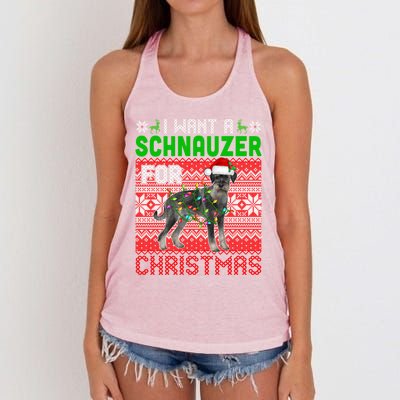 I Want A Schnauzer For Christmas Santa Dog Lover Owner Meaningful Gift Women's Knotted Racerback Tank