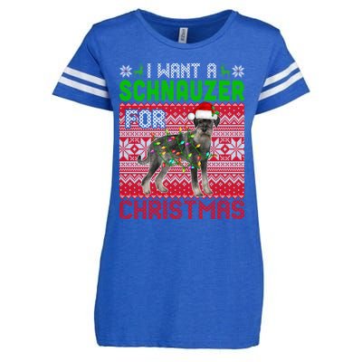 I Want A Schnauzer For Christmas Santa Dog Lover Owner Meaningful Gift Enza Ladies Jersey Football T-Shirt