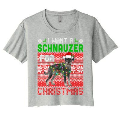 I Want A Schnauzer For Christmas Santa Dog Lover Owner Meaningful Gift Women's Crop Top Tee