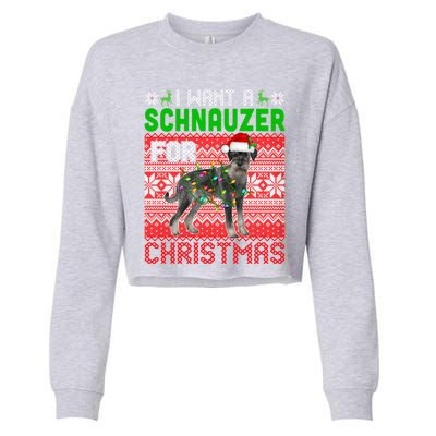 I Want A Schnauzer For Christmas Santa Dog Lover Owner Meaningful Gift Cropped Pullover Crew