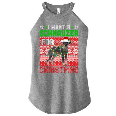 I Want A Schnauzer For Christmas Santa Dog Lover Owner Meaningful Gift Women's Perfect Tri Rocker Tank