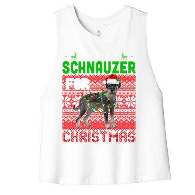 I Want A Schnauzer For Christmas Santa Dog Lover Owner Meaningful Gift Women's Racerback Cropped Tank