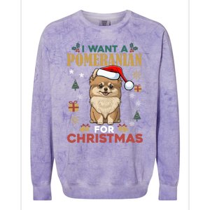 I Want A Pomeranian For Christmas Cute Dog Lover Xmas Pajama Gift Colorblast Crewneck Sweatshirt