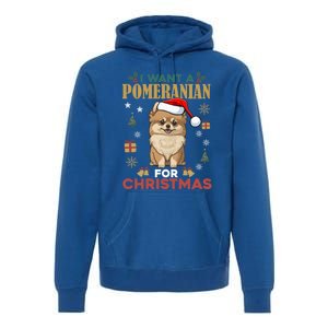 I Want A Pomeranian For Christmas Cute Dog Lover Xmas Pajama Gift Premium Hoodie