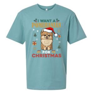 I Want A Pomeranian For Christmas Cute Dog Lover Xmas Pajama Gift Sueded Cloud Jersey T-Shirt