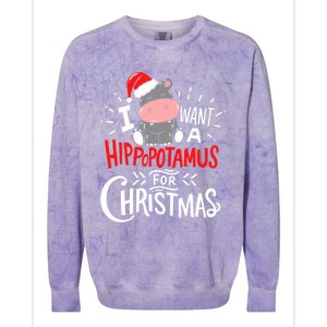 I Want A Hippopotamus For Christmas Funny Hippo Xmas Pajamas Cool Gift Colorblast Crewneck Sweatshirt