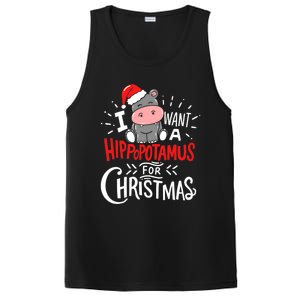 I Want A Hippopotamus For Christmas Funny Hippo Xmas Pajamas Cool Gift PosiCharge Competitor Tank