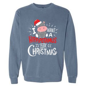 I Want A Hippopotamus For Christmas Funny Hippo Xmas Pajamas Cool Gift Garment-Dyed Sweatshirt