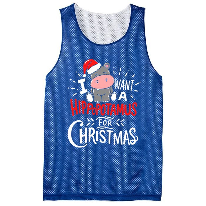 I Want A Hippopotamus For Christmas Funny Hippo Xmas Pajamas Cool Gift Mesh Reversible Basketball Jersey Tank