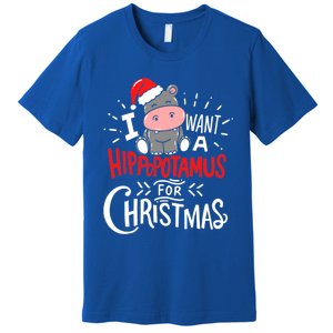 I Want A Hippopotamus For Christmas Funny Hippo Xmas Pajamas Cool Gift Premium T-Shirt