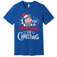 I Want A Hippopotamus For Christmas Funny Hippo Xmas Pajamas Cool Gift Premium T-Shirt