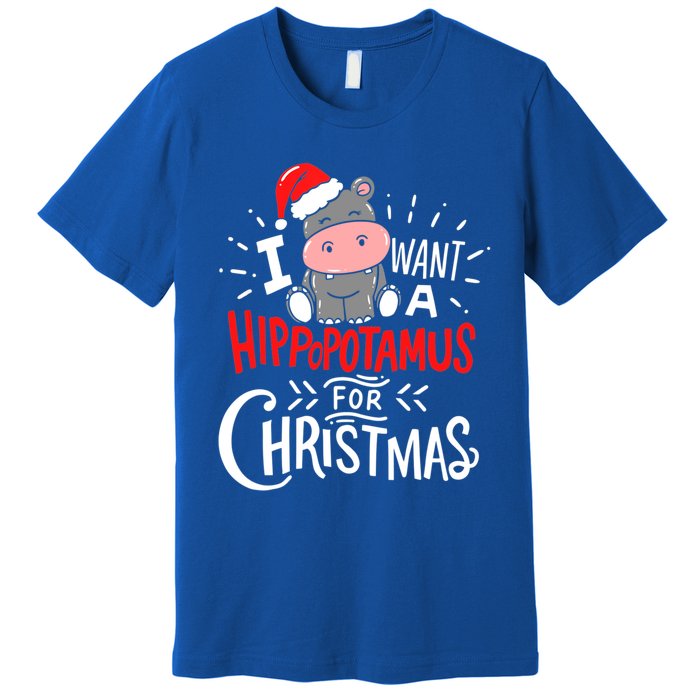 I Want A Hippopotamus For Christmas Funny Hippo Xmas Pajamas Cool Gift Premium T-Shirt