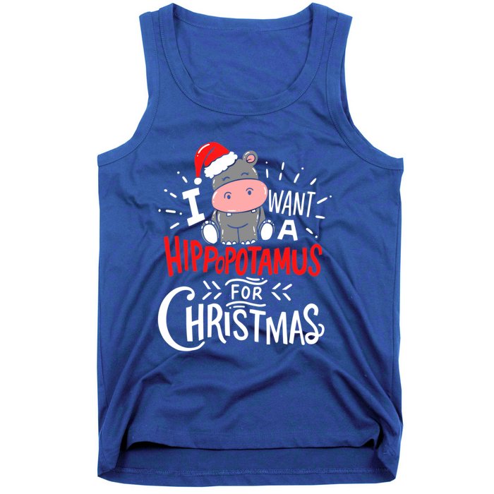 I Want A Hippopotamus For Christmas Funny Hippo Xmas Pajamas Cool Gift Tank Top