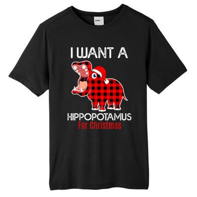 I Want A Hippopotamus For Christmas Plaid Hippo Pajamas Xmas Gift Tall Fusion ChromaSoft Performance T-Shirt