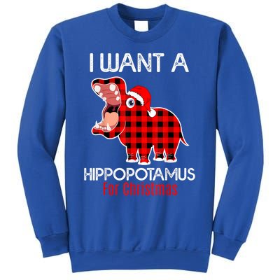 I Want A Hippopotamus For Christmas Plaid Hippo Pajamas Xmas Gift Sweatshirt