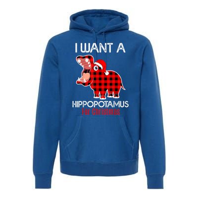 I Want A Hippopotamus For Christmas Plaid Hippo Pajamas Xmas Gift Premium Hoodie