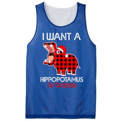 I Want A Hippopotamus For Christmas Plaid Hippo Pajamas Xmas Gift Mesh Reversible Basketball Jersey Tank