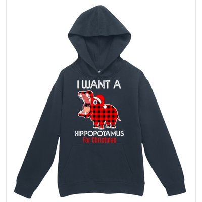 I Want A Hippopotamus For Christmas Plaid Hippo Pajamas Xmas Gift Urban Pullover Hoodie