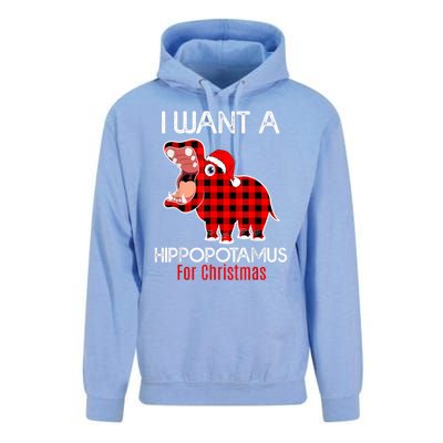 I Want A Hippopotamus For Christmas Plaid Hippo Pajamas Xmas Gift Unisex Surf Hoodie