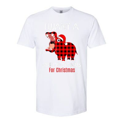 I Want A Hippopotamus For Christmas Plaid Hippo Pajamas Xmas Gift Softstyle CVC T-Shirt