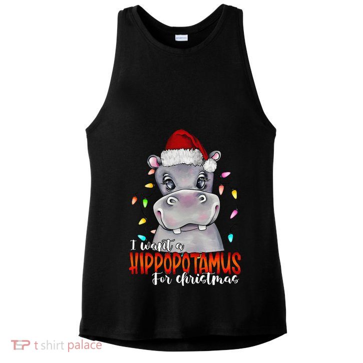 I Want A Hippopotamus For Christmas Family Hippo Christmas Ladies PosiCharge Tri-Blend Wicking Tank