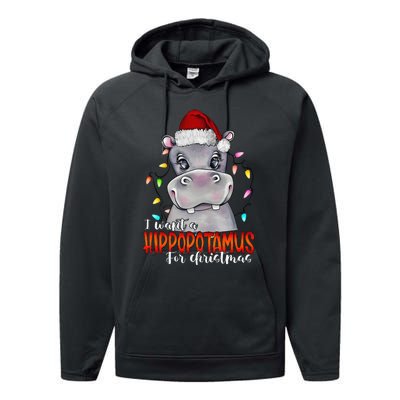 I Want A Hippopotamus For Christmas Family Hippo Christmas Performance Fleece Hoodie