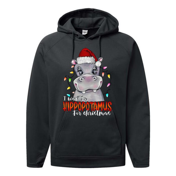 I Want A Hippopotamus For Christmas Family Hippo Christmas Performance Fleece Hoodie