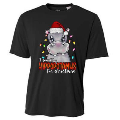 I Want A Hippopotamus For Christmas Family Hippo Christmas Cooling Performance Crew T-Shirt