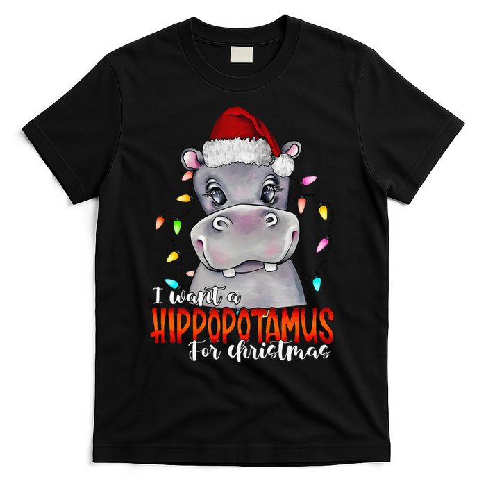 I Want A Hippopotamus For Christmas Family Hippo Christmas T-Shirt