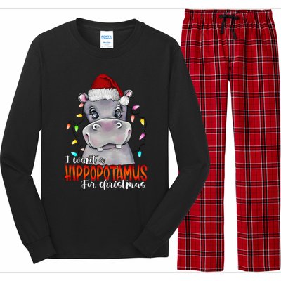 I Want A Hippopotamus For Christmas Family Hippo Christmas Long Sleeve Pajama Set