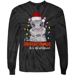 I Want A Hippopotamus For Christmas Family Hippo Christmas Tie-Dye Long Sleeve Shirt