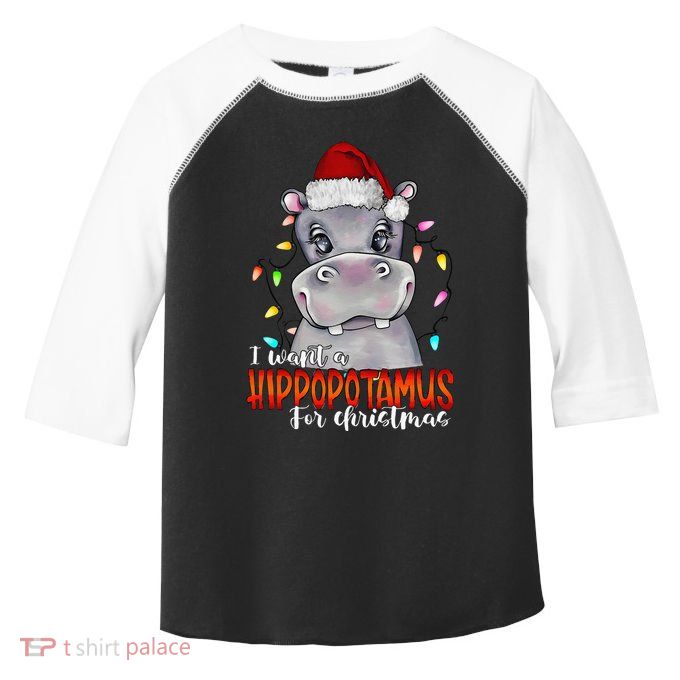 I Want A Hippopotamus For Christmas Family Hippo Christmas Toddler Fine Jersey T-Shirt