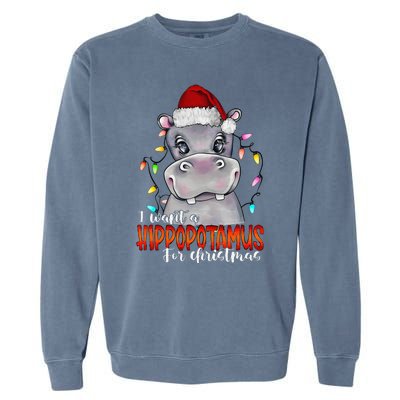 I Want A Hippopotamus For Christmas Family Hippo Christmas Garment-Dyed Sweatshirt