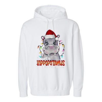 I Want A Hippopotamus For Christmas Family Hippo Christmas Garment-Dyed Fleece Hoodie