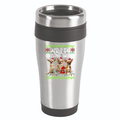 I Want A Chihuahua For Christmas Ugly Sweater Dog Xmasoutfit Cool Gift 16oz Travel Tumbler