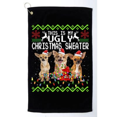 I Want A Chihuahua For Christmas Ugly Sweater Dog Xmasoutfit Cool Gift Golf Towel