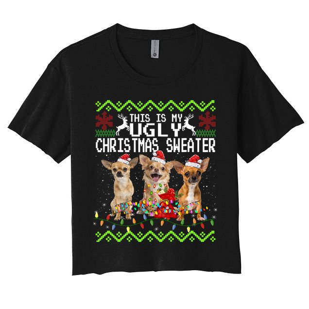 I Want A Chihuahua For Christmas Ugly Sweater Dog Xmasoutfit Cool Gift Crop Top